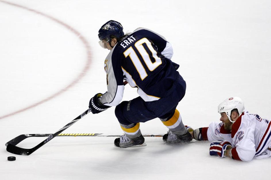 Martin Erat je s tremi goli in podajo v noči na sredo zasenčil vse druge hokejis