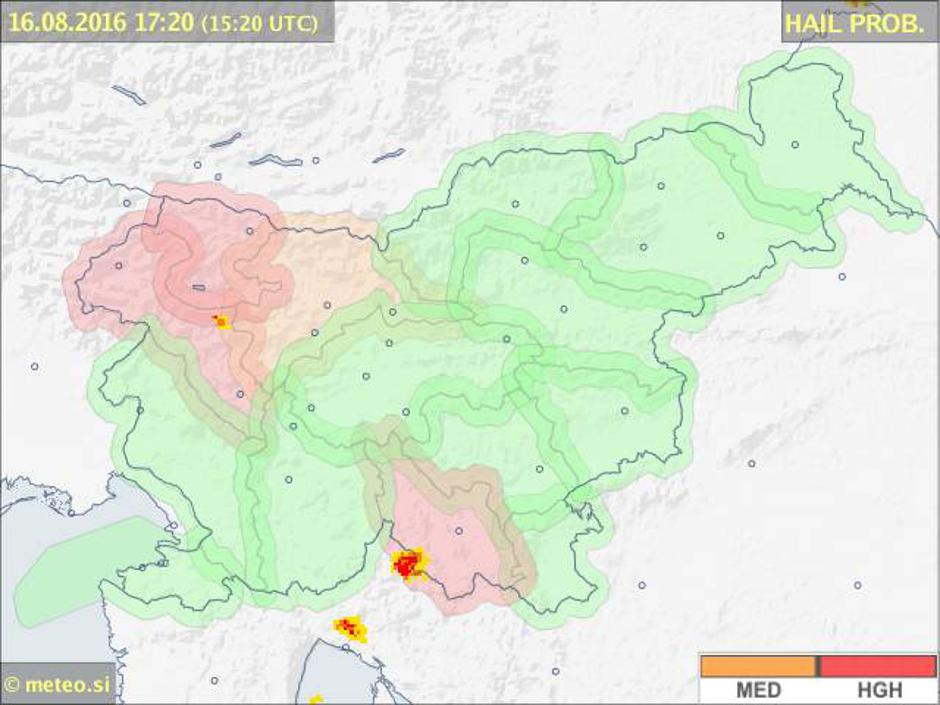 toča opozorilo | Avtor: prtscr Meteo.si