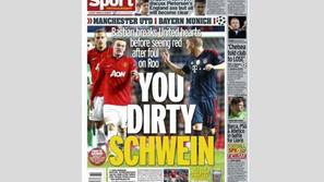 Daily Mirror Bastian Schweinsteiger You Dirty Schwein