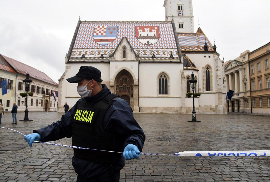 Markov trg v Zagrebu, ustreljen policist