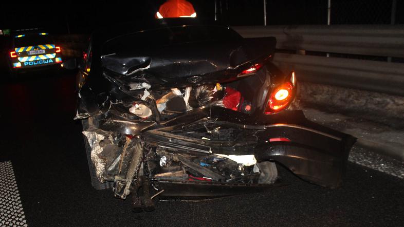 Gorenjska avtocesta. Šenčur, trčenje