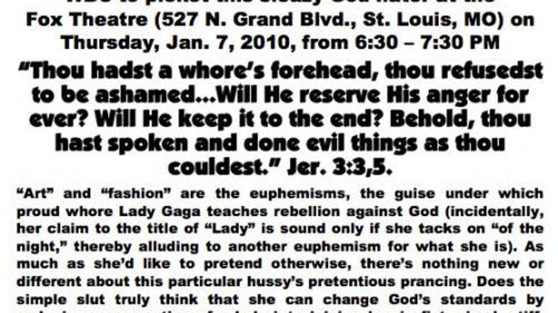 Izjava pripadnikov, ki se izrekajo proti homoseksualcem, katolikom, judom, črnce