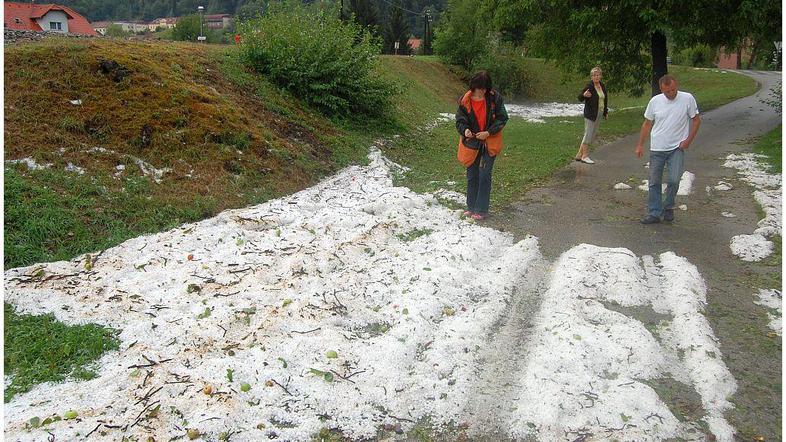 Boštanj, Sevnica, neurje, toča