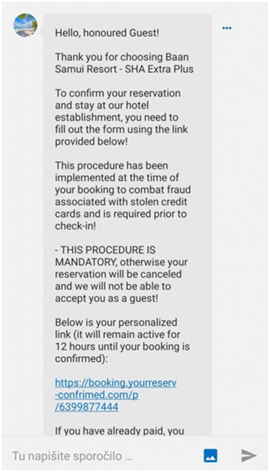 Booking prevara | Avtor: SI-CERT