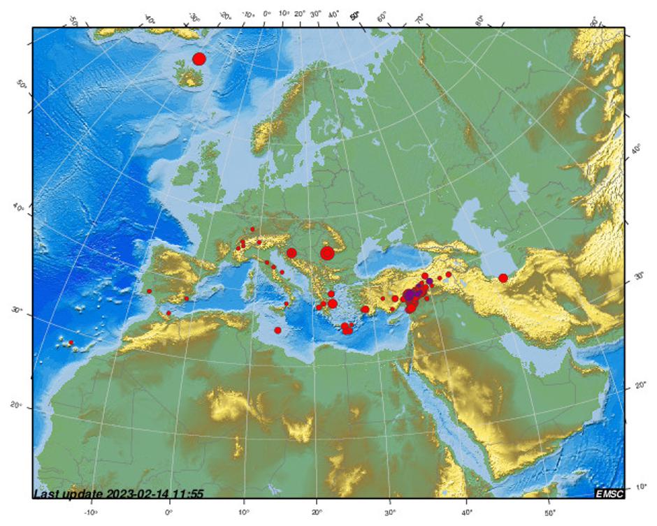 Potresi po Evropi | Avtor: EMSC