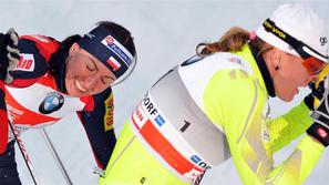 Petra Majdič ni zmogla slediti tempu Justyne Kowalczyk in ostalih. (Foto: EPA)