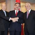 Od leve proti desni: izraelski predsednik Šimon Peres, turški predsednik Abdulla