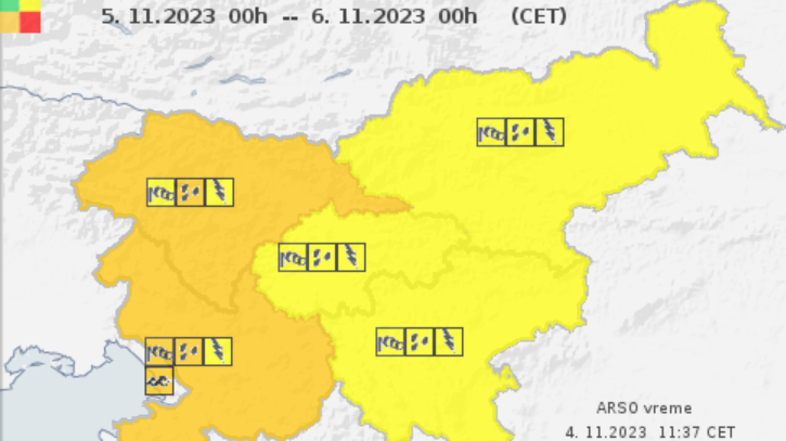 Arsovo opozorilo za nedeljo