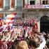 Atletico Madrid avtobus navijači Evropska liga pokal trofeja naslov proslava