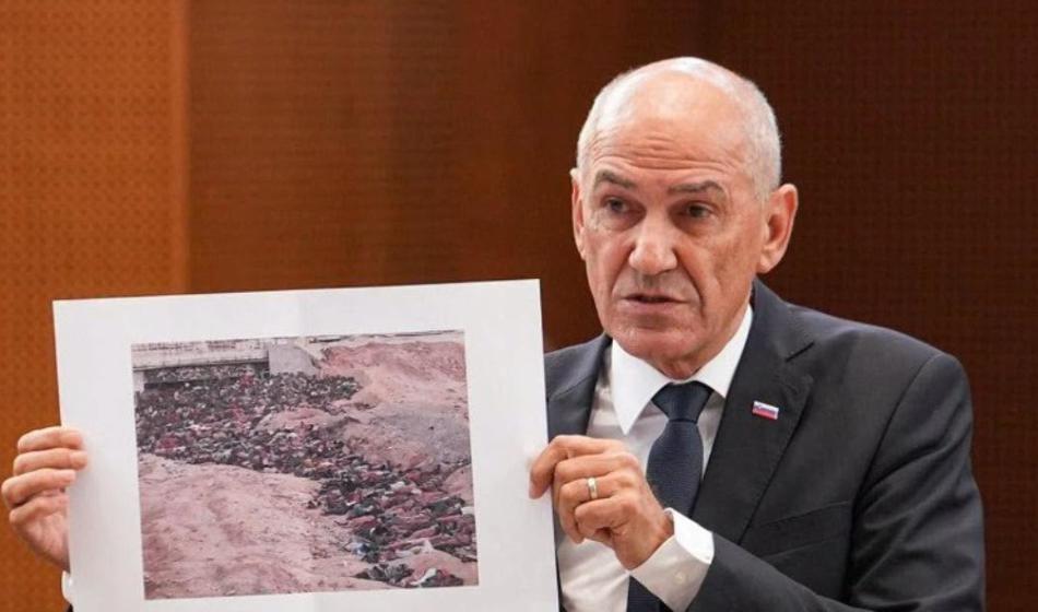 Janša pokazal "trupla iz Sudana", fotografija pa iz Gaze