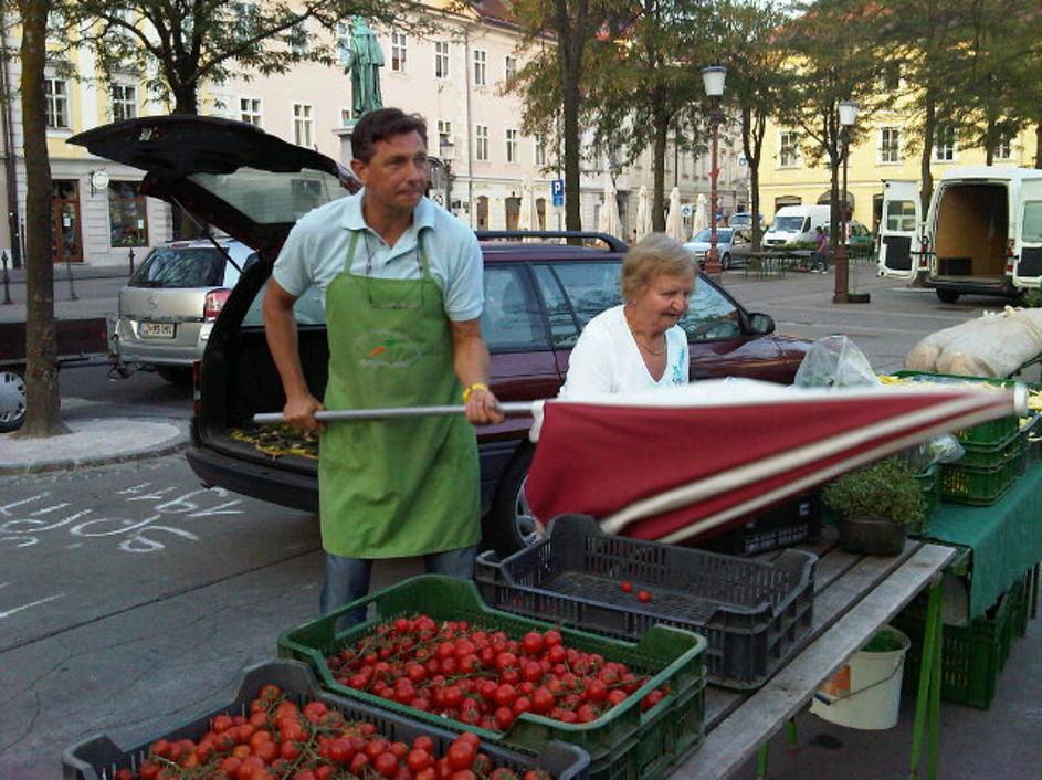 Borut Pahor na tržnici
