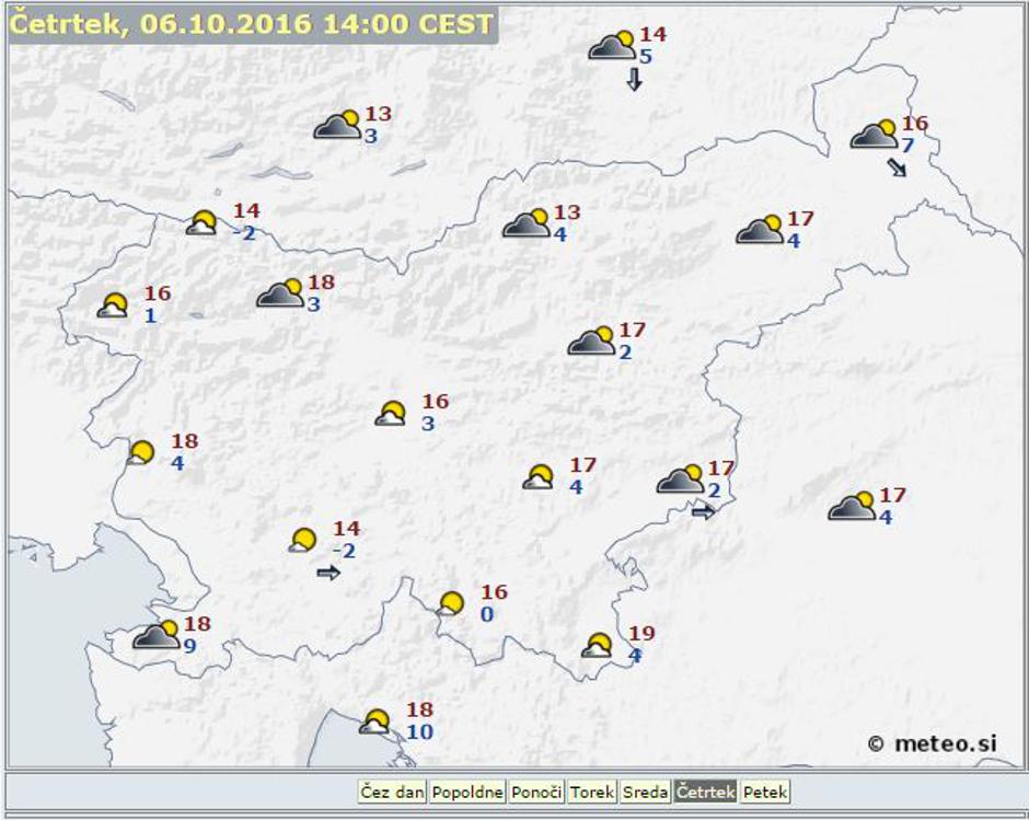 Vremenska napoved | Avtor: meteo.si