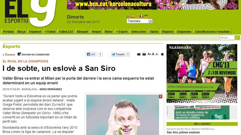 Birsa El 9 esportiu Milan Barcelona Žurnal Grega Prebil