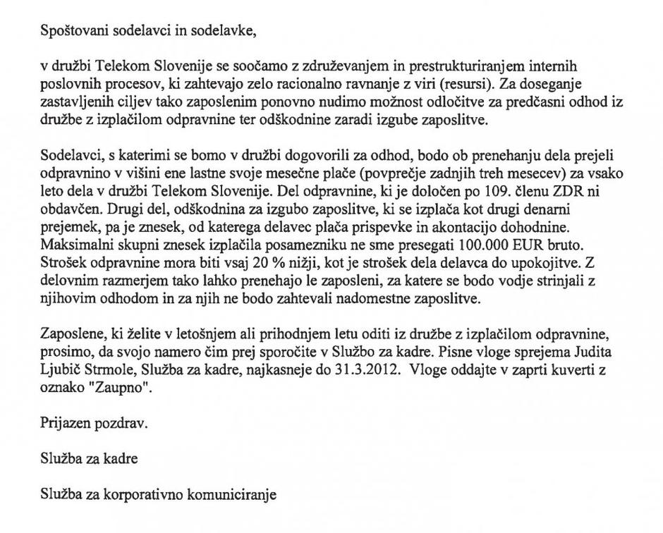 Dopis Telekoma  | Avtor: Žurnal24 main