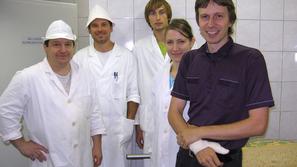 Ekipa Bohinjske sirarne: (z leve) Milan Taler, Leon Kejžar, Jakob Ferčec, Marija