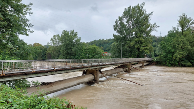 Most pri Planiki dan po hudi ujmi, 5. avgusta 2023, Kranj, Mestna občina Kranj