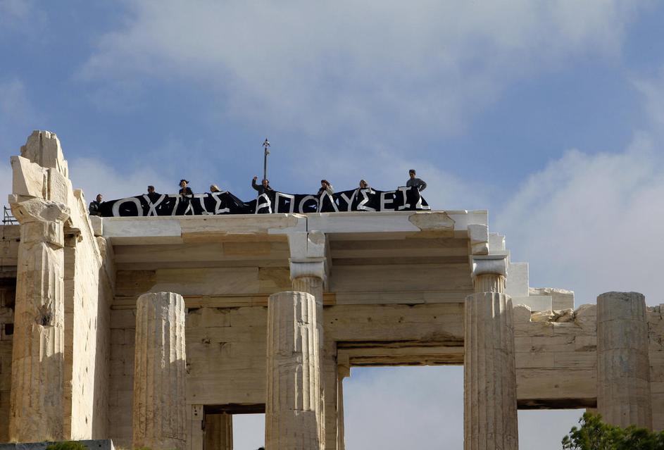 Grčija, protestniki, Akropola, delavci