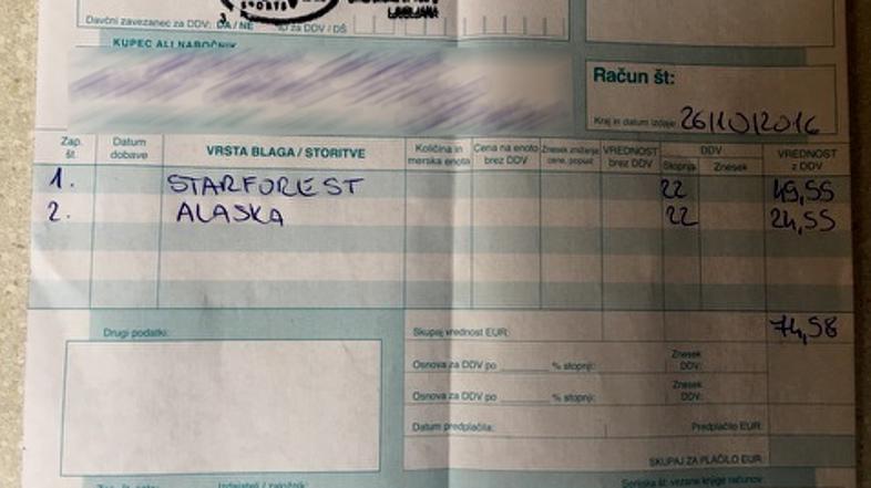 Račun iz vezane knjige računov