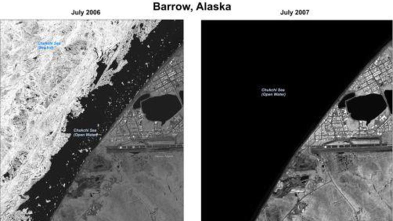 Fotografija levo je bila posneta julija 2006, le eno leto pozneje v zalivu ni ve