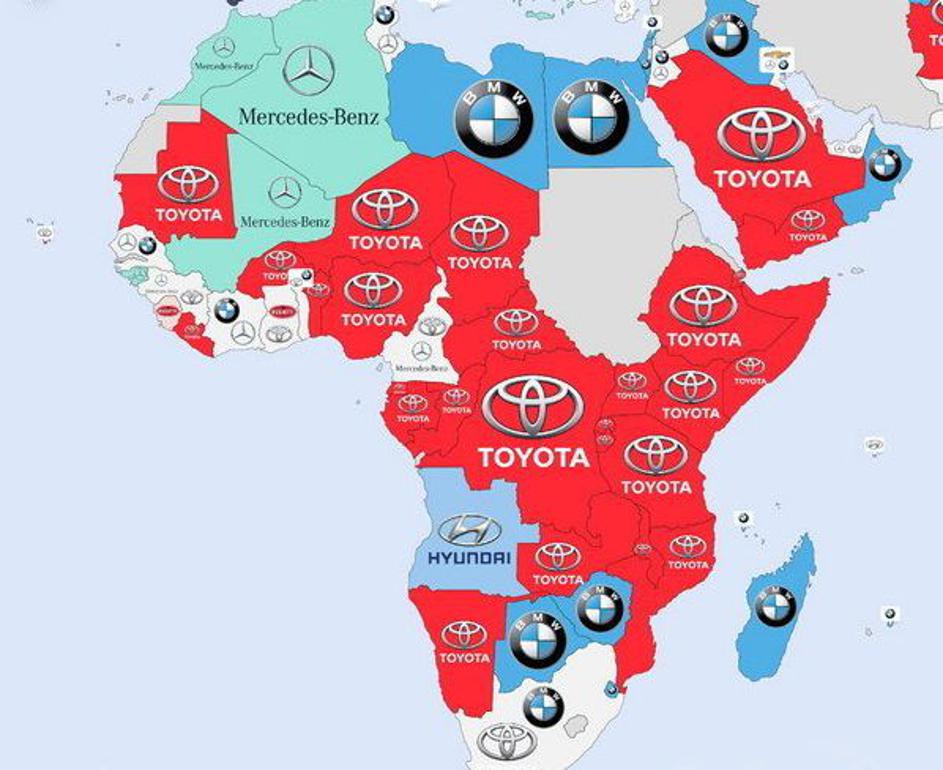 Googlov zemljevid najbolj iskanih avtomobilskih znamk