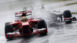 Massa Ferrari Silverstone velika nagrada Velika Britanija formula 1 dež prosti t