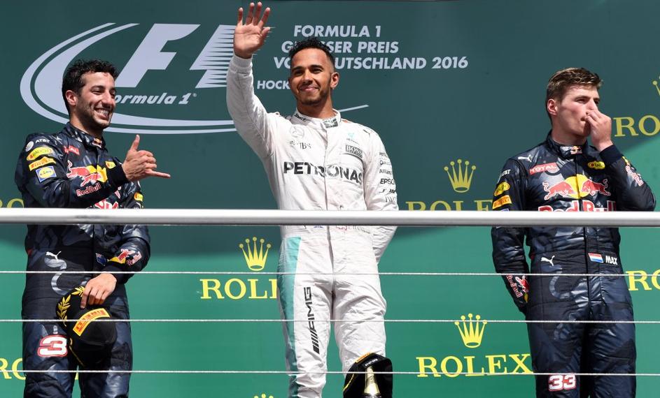 Lewis Hamilton Daniel Ricciardo Max Verstappen VN Nemčije