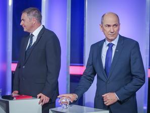 Dejan Židan in Janez Janša na soočenju predsednikov strank