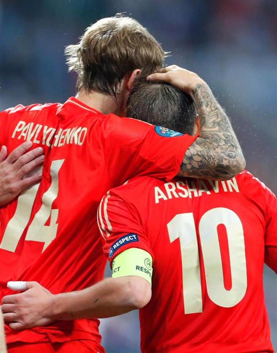 Pavljučenko Aršavin Rusija Češka Euro 2012 Vroclav | Avtor: EPA