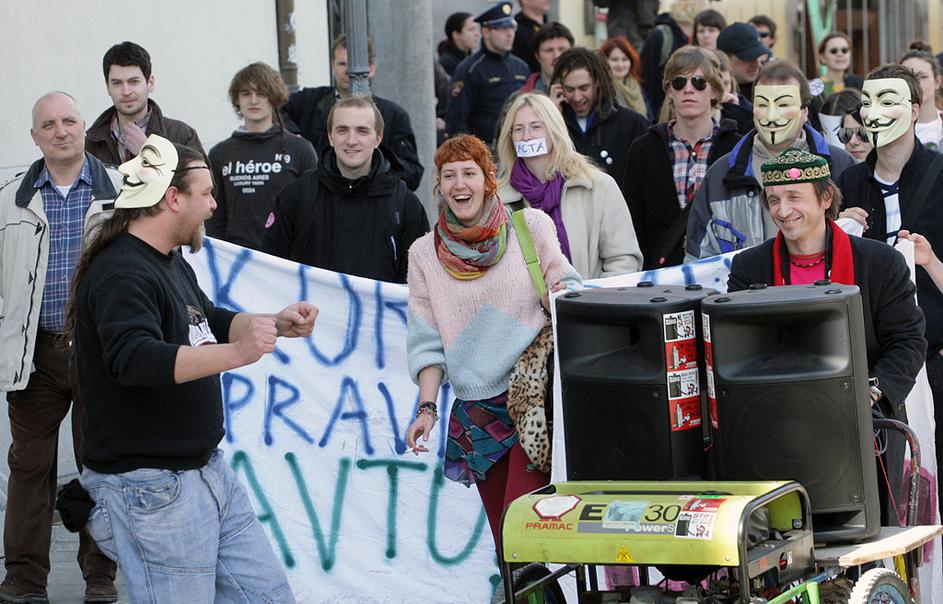 Protest proti Acti v Ljubljani.