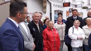 Borut Pahor zbira podpise v Kamniku, obišče ga Marjan Šarec
