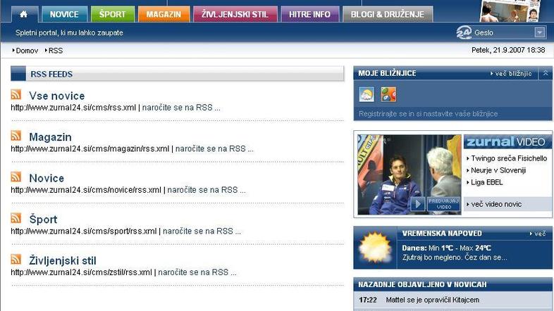 Naša spletna stran odslej ponuja tudi branje novic s pomočjo tehnologije RSS.