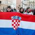 Hrvaška zastava Mrkopalj navijači biatlonci sprejem Kongresni trg