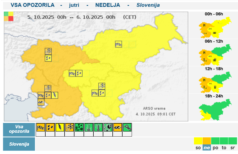 arso opozorilo - sneg in dež | Avtor: Arso 