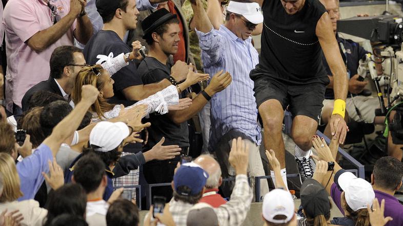 Del Potro se je takole veselil zmage na US Openu. (Foto: EPA)