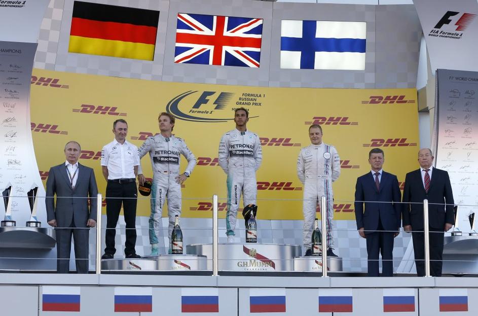 Rosberg Hamilton Bottas VN Rusije Soči Putin