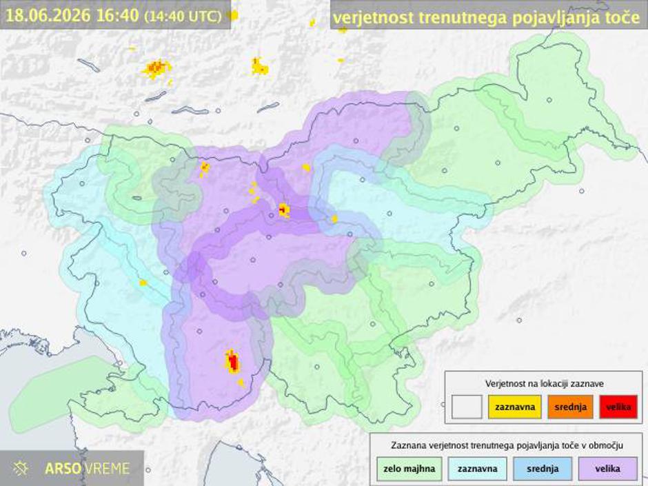 Verjetnost pojavljanja toče | Avtor: Arso