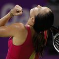 Jelena Janković se je takole veselila zmage in uvrstitve v polfinale turnirja v 