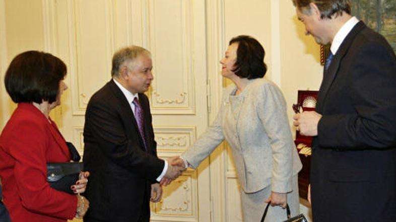 Gostitelj Danilo Türk je s soprogo sprejel poljskega predsednika.