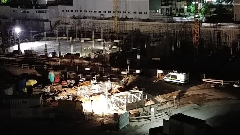 Nočna dela na gradbišču Interspara v Šiški