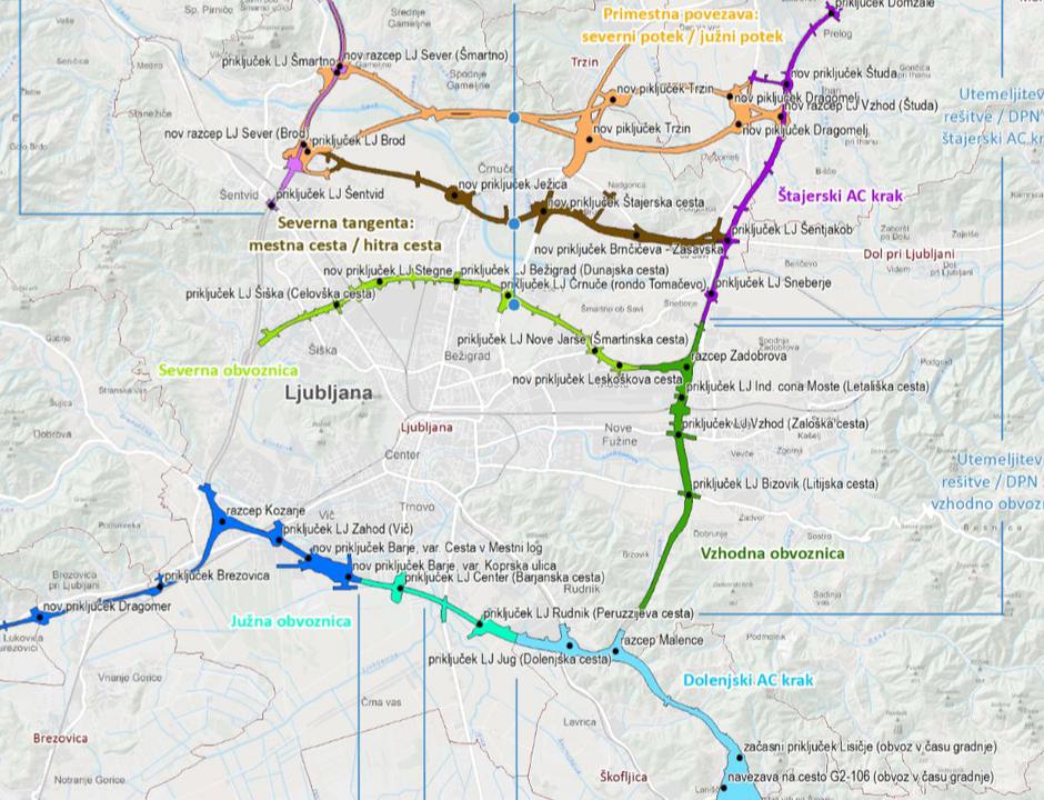 Ljubljanska obvoznica načrt | Avtor: DRSI 