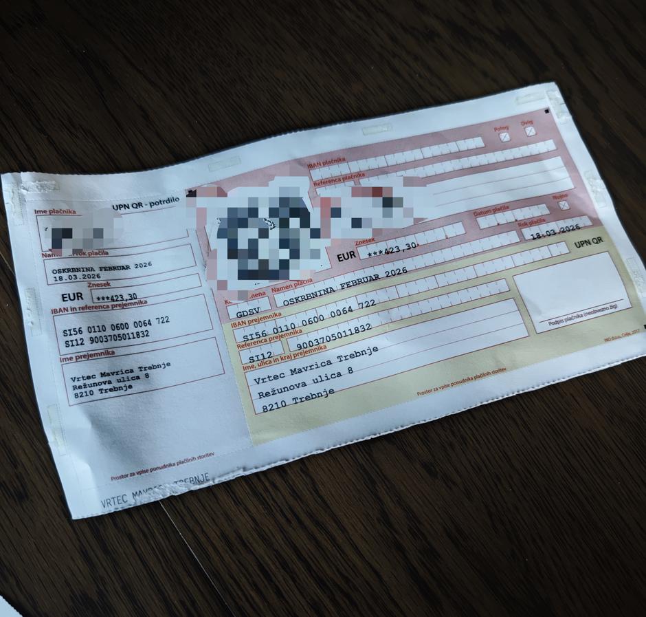 Položnica vrtec Trebnje | Avtor: Bralec