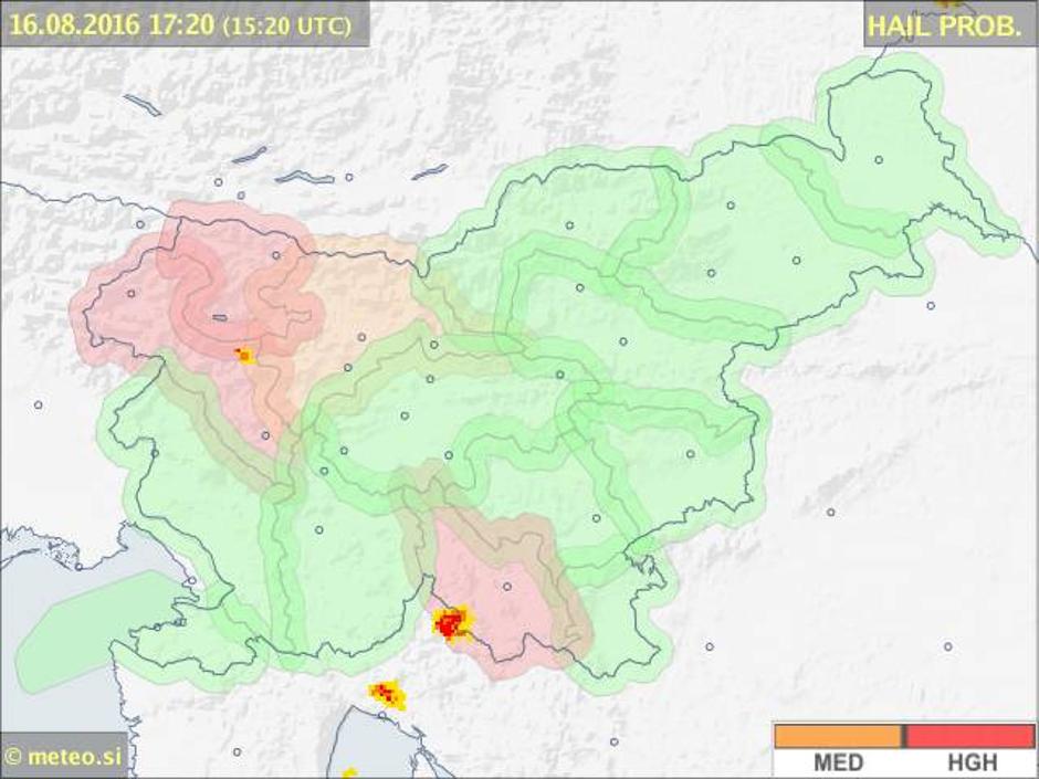 toča opozorilo | Avtor: prtscr Meteo.si