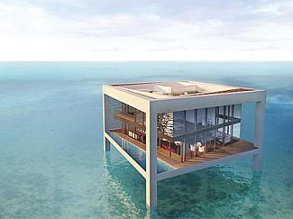 Načrt rezidence, ki bo v Abu Dhabiju zgrajena leta 2010. Nad morjem!