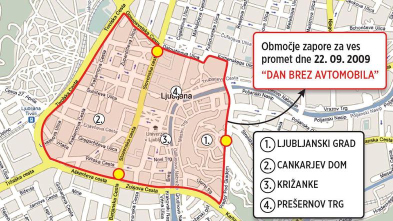 Dostava na zaprtem območju bo mogoča od 6. ure do 9.30 zjutraj.