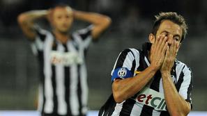 Juventusov izkušeni as Alessandro Del Piero je bil razočaran nad predstavo svoje