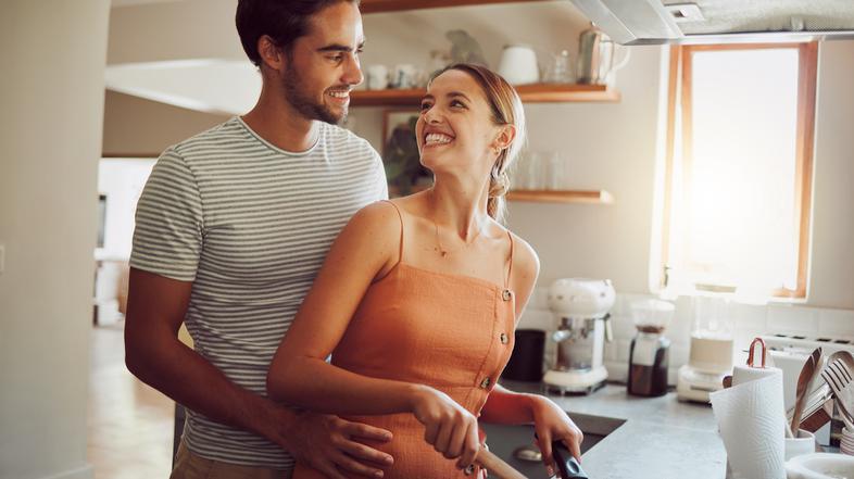 kuhanje, kosilo, par, ljubezen