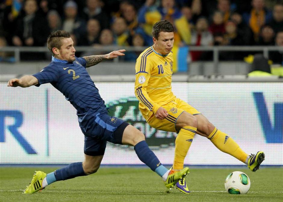 Konoplyanka Konopljanka Debuchy Ukrajina Francija dodatne kvalifikacije Kijev | Avtor: EPA