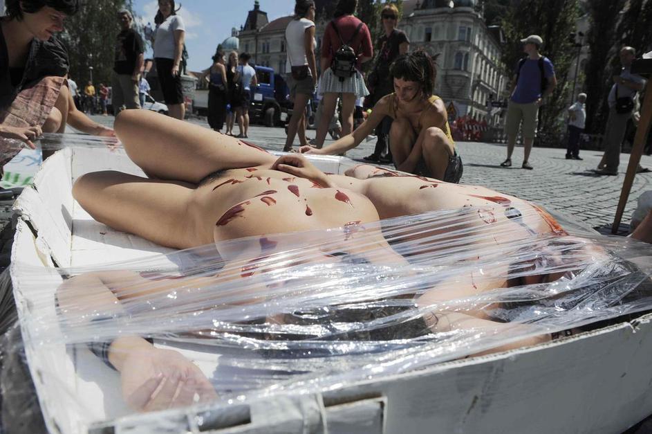 protest, živali, meso, meso je umor, človeško meso