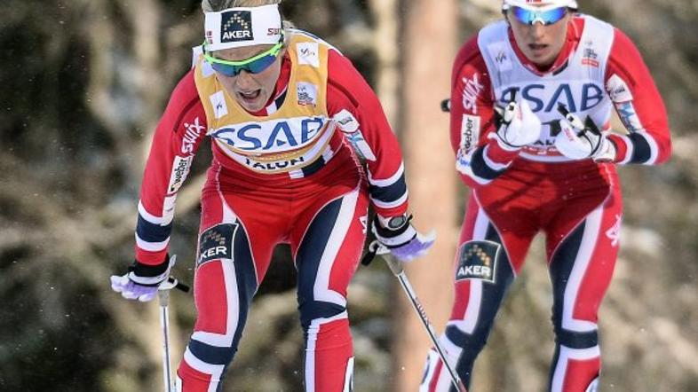 Therese Johaug Marit Bjoergen skiatlon Falun