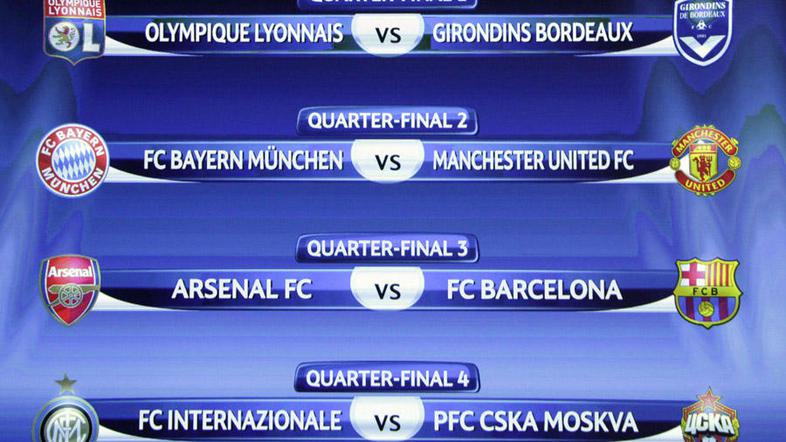 Vsi četrtfinalni pari letošnje Lige prvakov. (Foto: Reuters)
